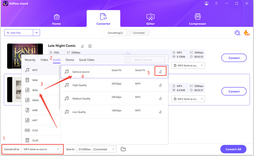 choose to convert ogg to mp3