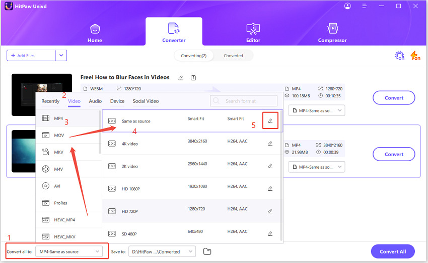 choose to convert webm to mp4