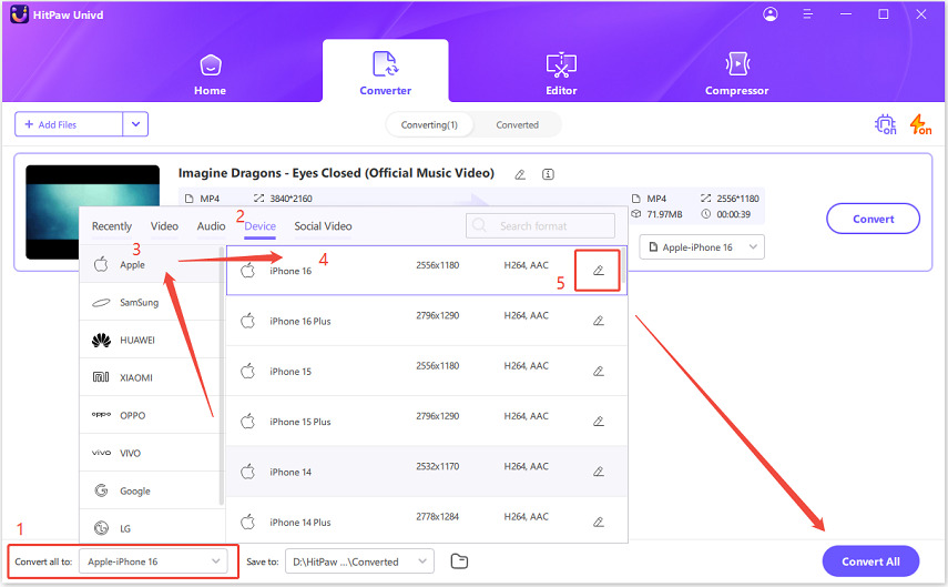 choose to convert video to iphone supported format