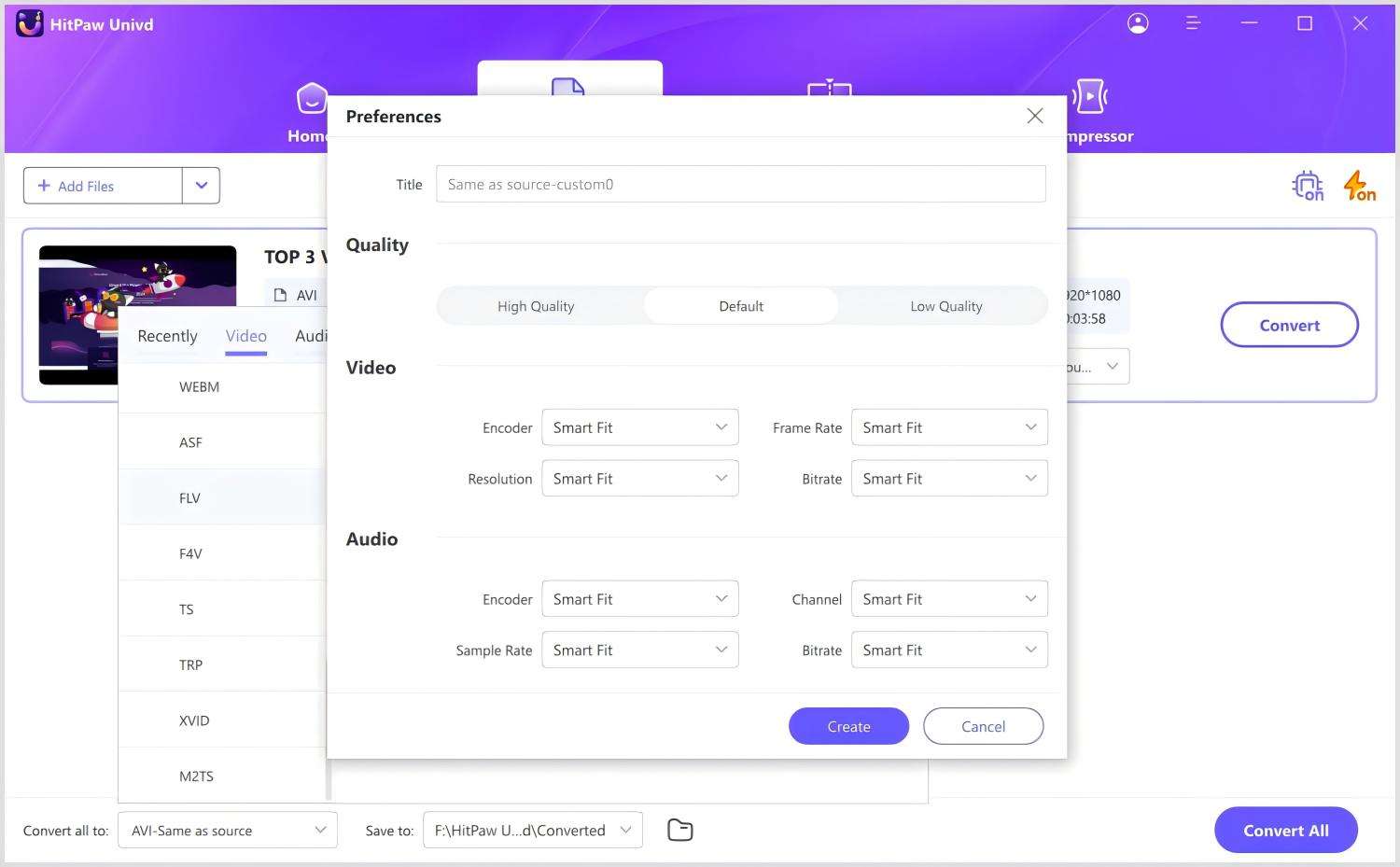 flv 비디오 설정 조절