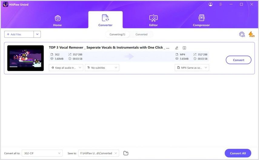 import 3g2 files to hitpaw