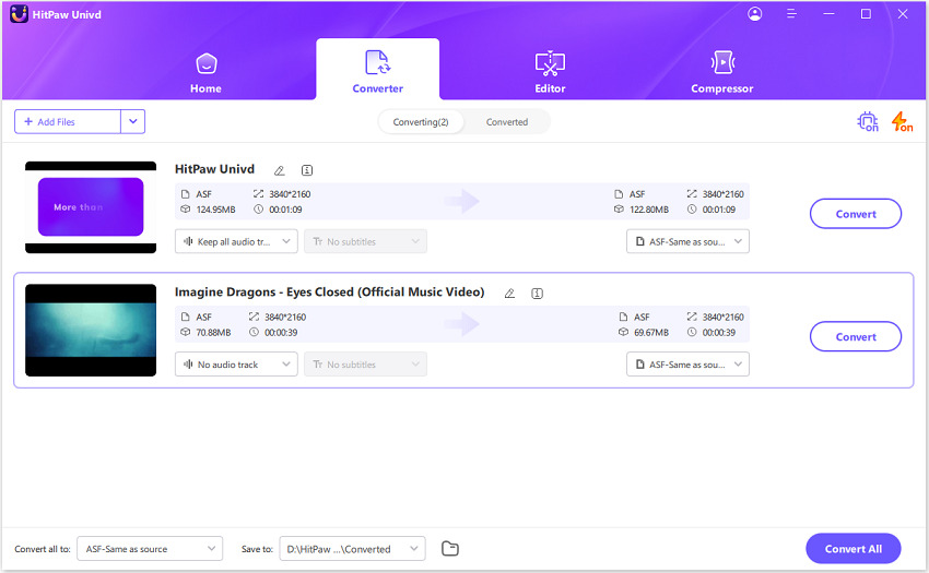 import asf video files