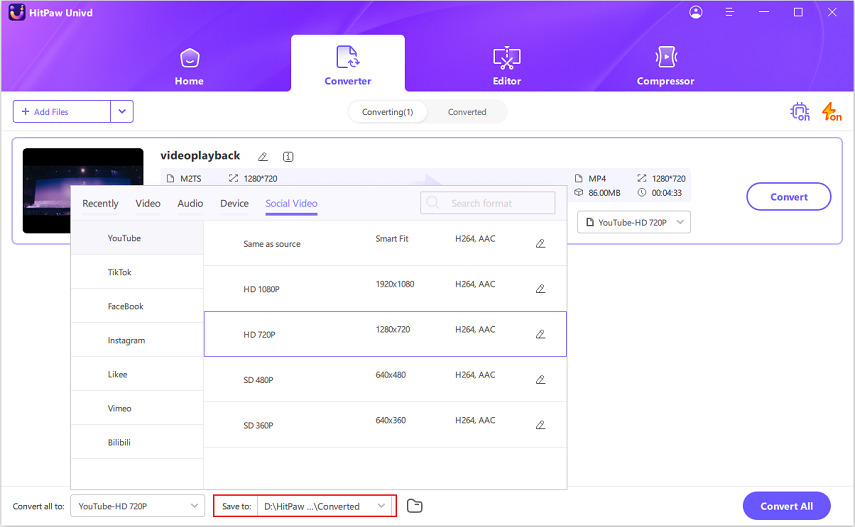 konvertiertes m2ts in yotube speichern