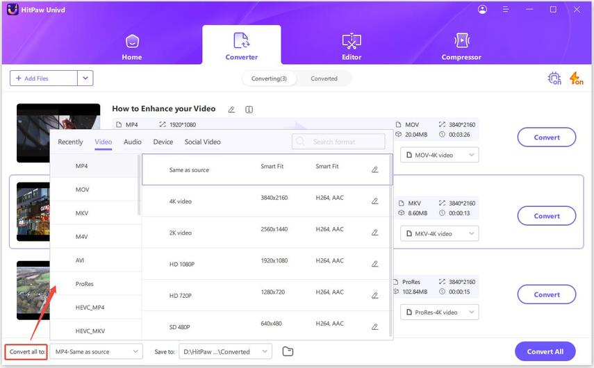 choose output format