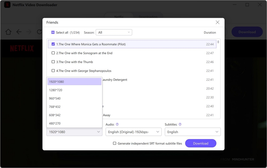 select download parameters