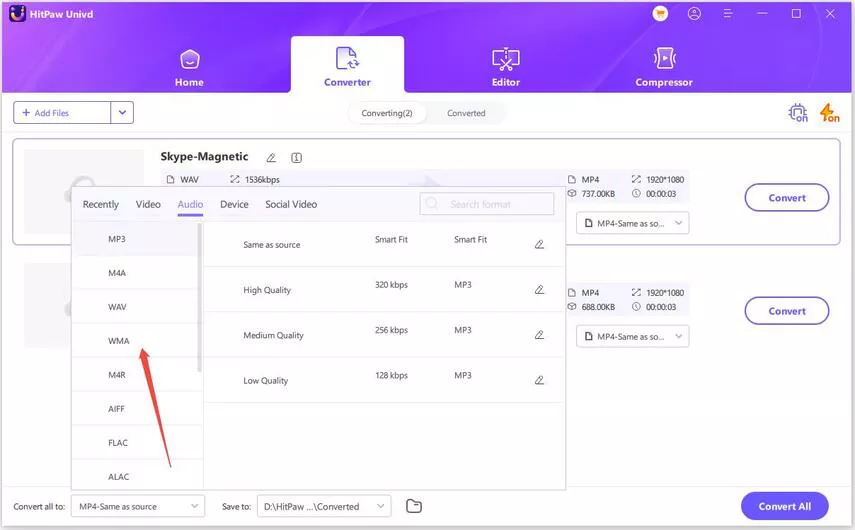 HitPaw Video Converter to select the format
