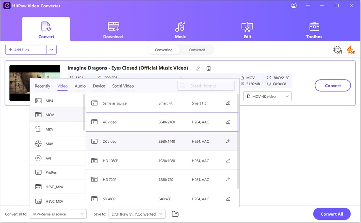 choose an output format for your files