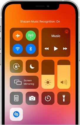 shazam a video using control center