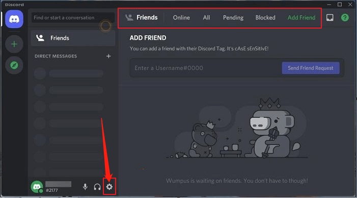 paramètres dans discord