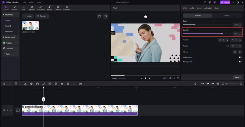 video opacity