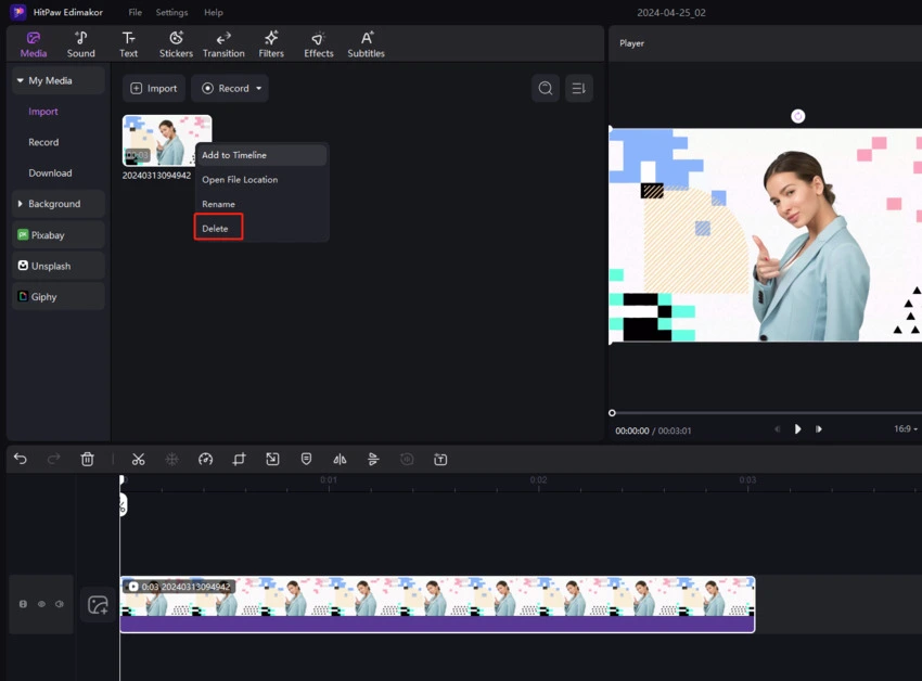 delete the video