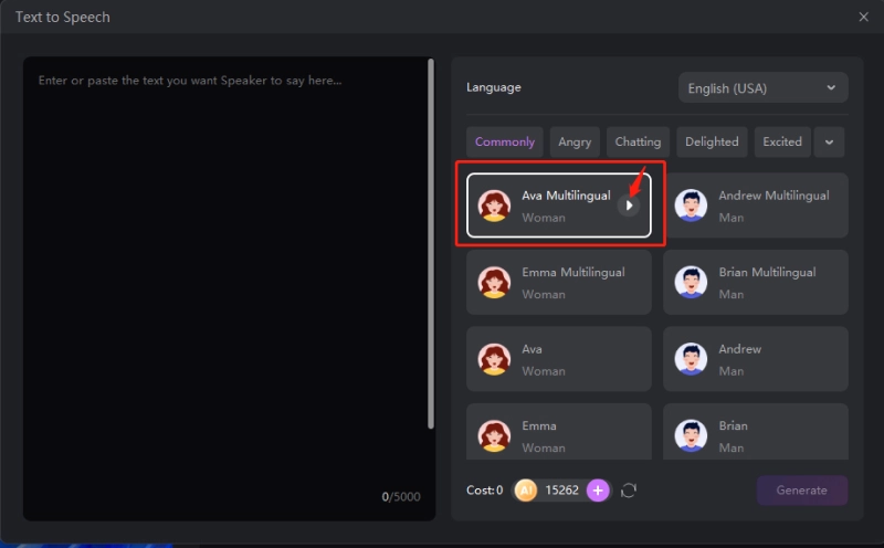 hitpaw edimakor text to speech guide - select ai voice