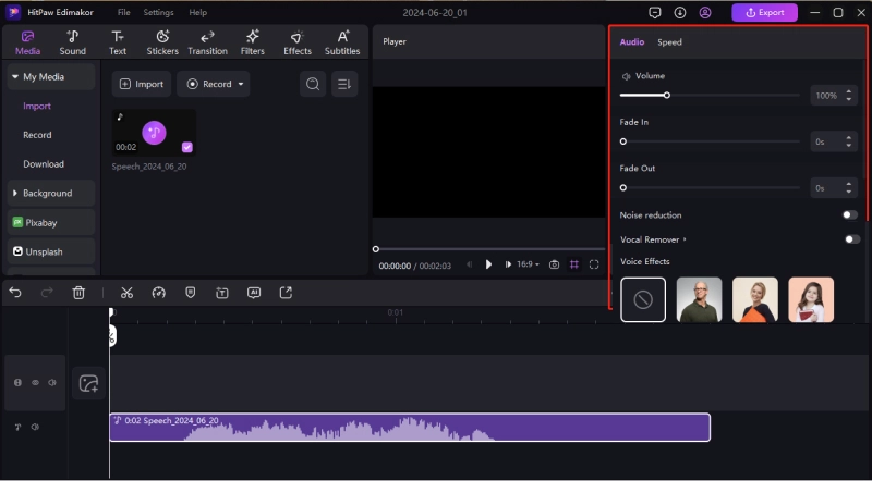 hitpaw edimakor text to speech guide - add voice effects