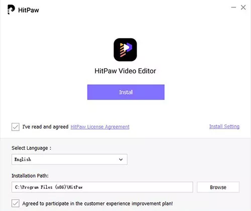 HitPaw video editor insall