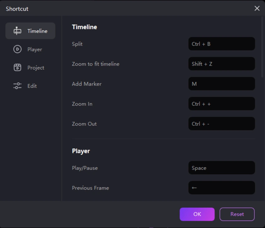 video editor hotkrys