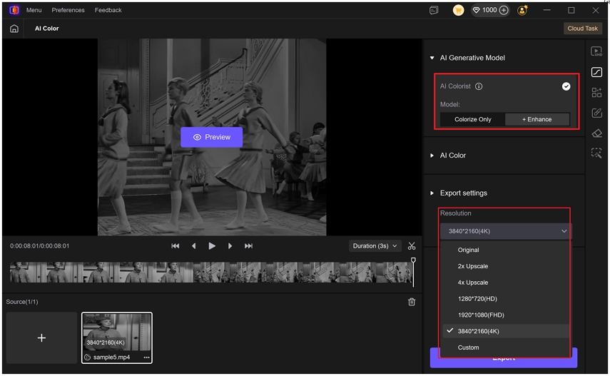 improve color and enhance Columbus Day videos with colorize model