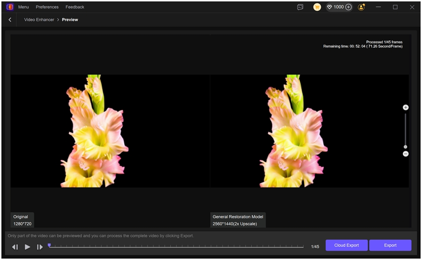 hitpaw vikpea UHD Restoration Model preview