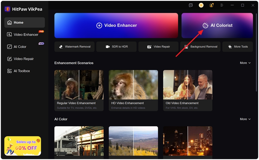 hitpaw vikpea ai colorist feature