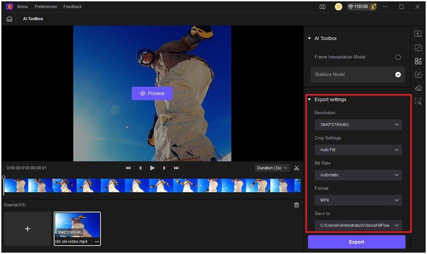 adjust video export settings