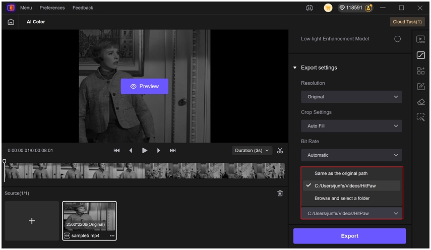 HitPaw Vikepea AI save to options
