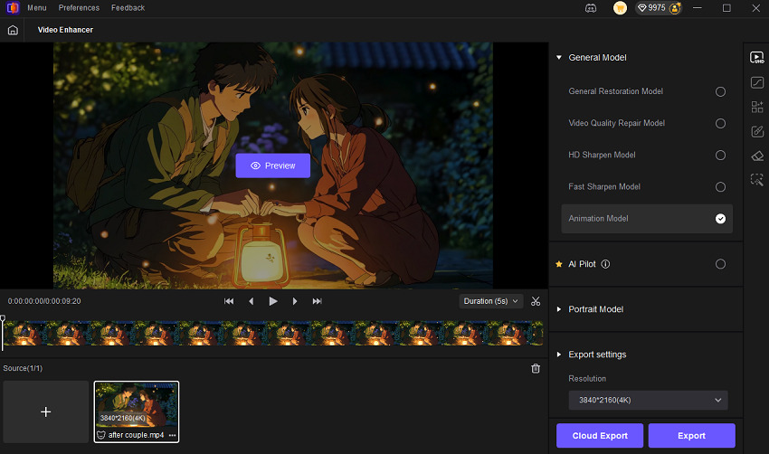 escolher modelo de animação