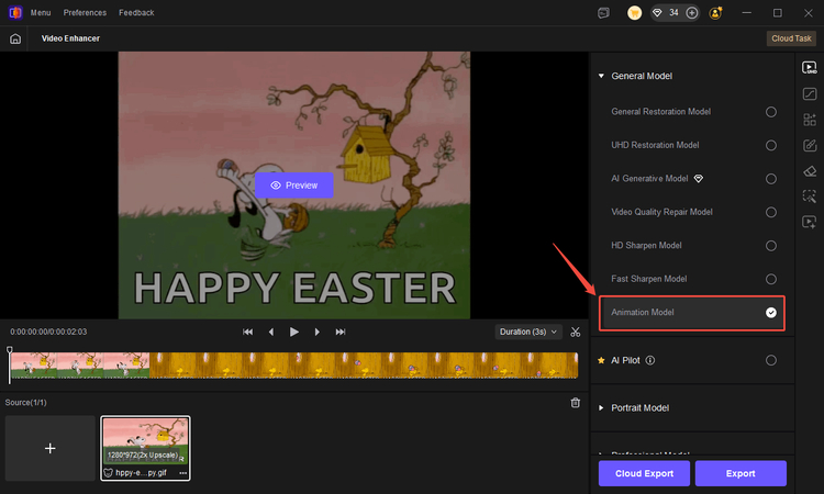 choose animation model for better gif quality