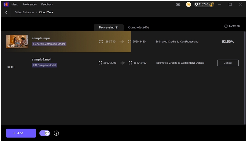 exportando vídeo aprimorado