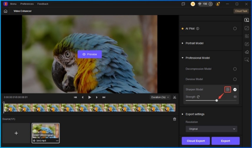 customize video sharpen level