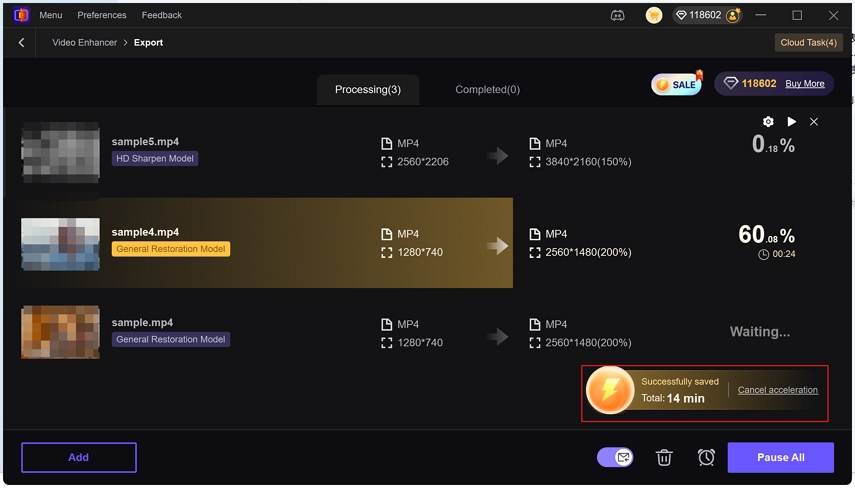 enable cloud acceleration