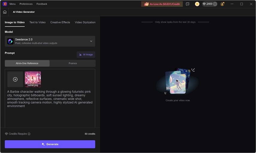enter barbie ai video prompt