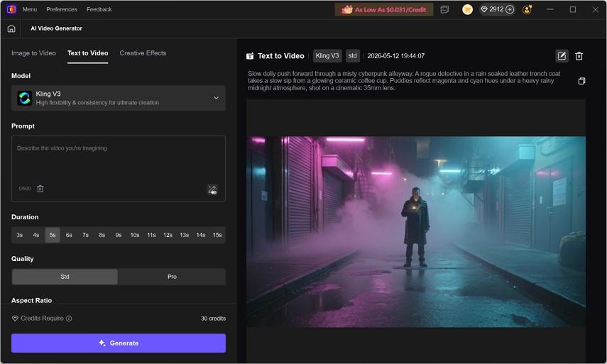 generate video with kling in vikpea