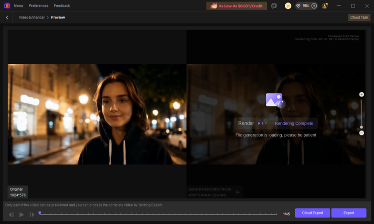 Preview enhanced video results in HitPaw VikPea