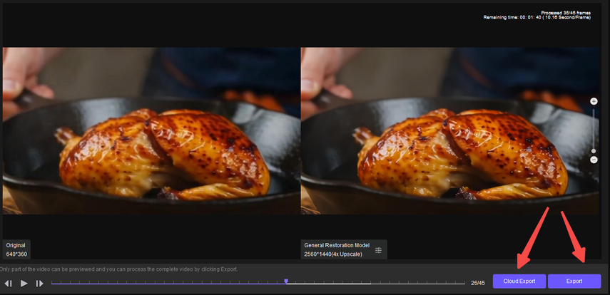 HitPaw VikPea export settings for enhanced food vlog video