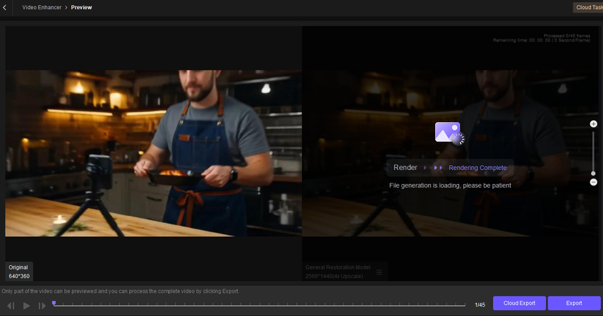 HitPaw VikPea before and after food vlog enhancement preview