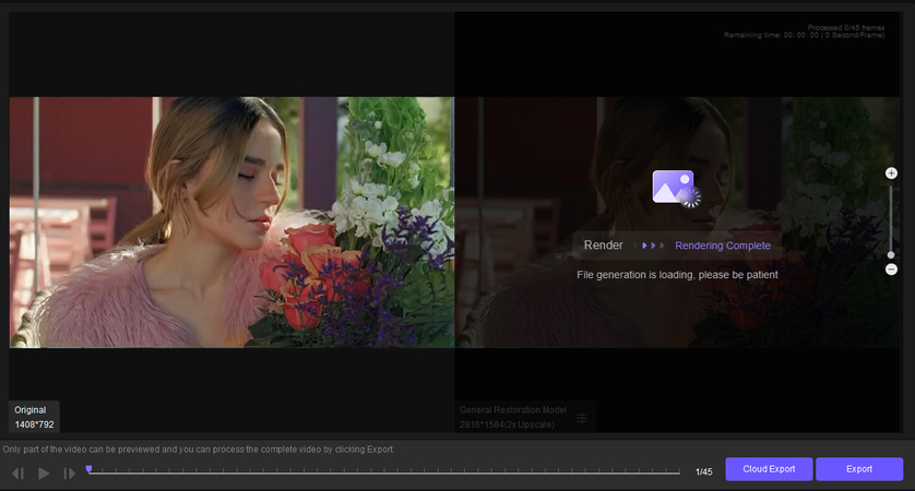Previewing enhanced video quality before final export in HitPaw VikPea