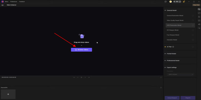 HitPaw VikPea video upload interface to enhance AI