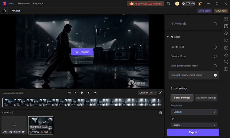 HitPaw VikPea video enhancement settings