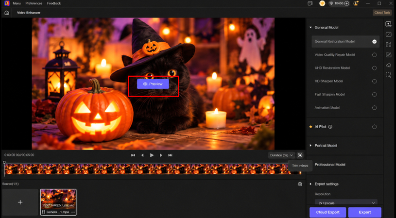 Preview enhanced Halloween video quality in HitPaw VikPea