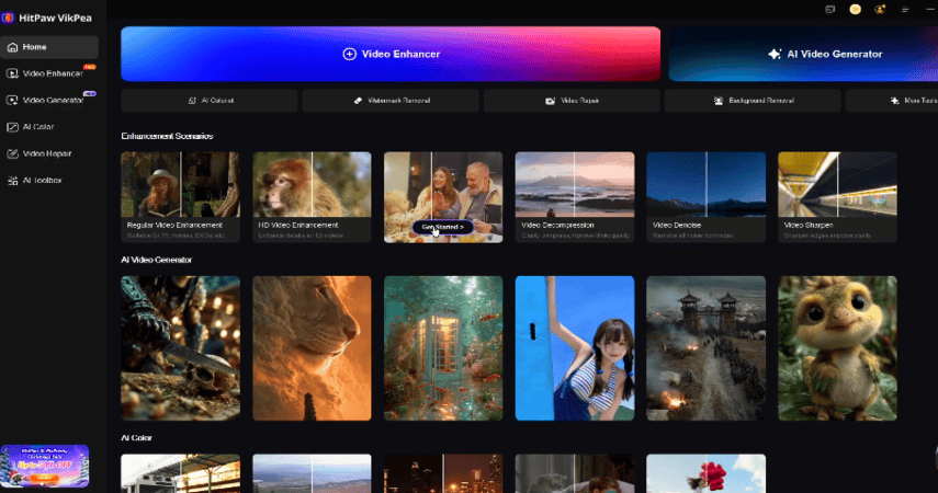 HitPaw VikPea Video Enhancer interface for importing drone footage