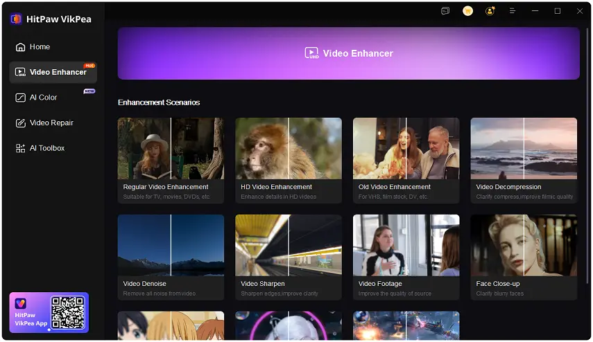vikpea video enhancer main interface