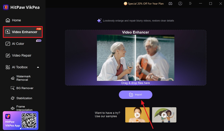 Importing a sports video clip into HitPaw VikPea