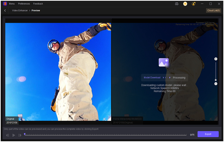 preview frame interpolation effect
