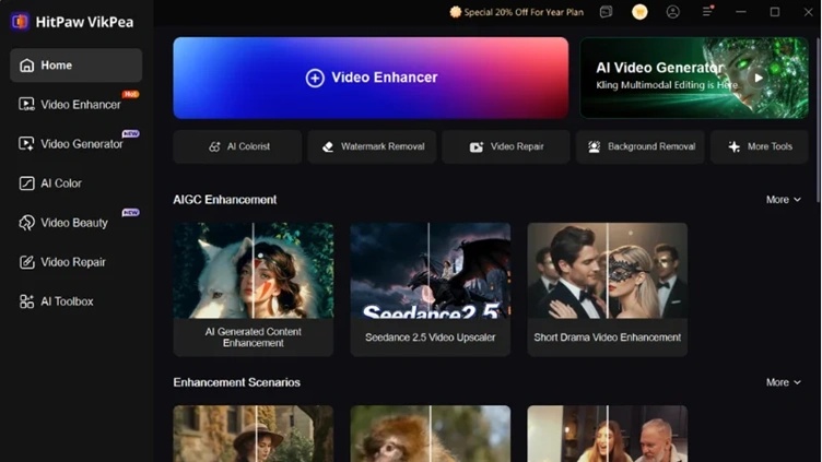 selecting video enhancer in hitpaw vikpea