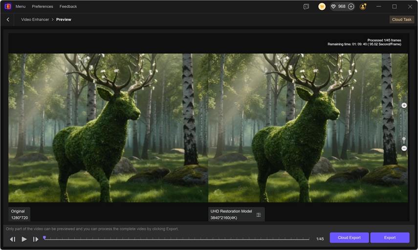enhance topiary video to 4K in vikpea