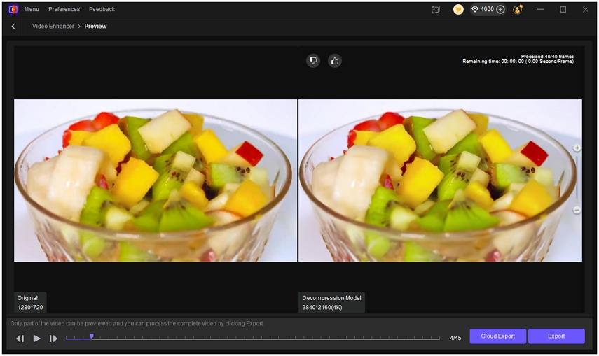 preview video decompression effect