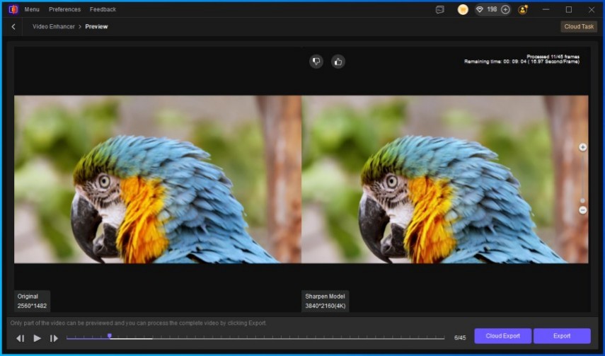 preview and export sharpened video