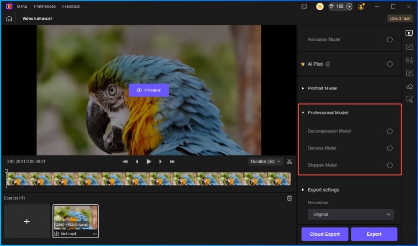 select professional video enhancement module