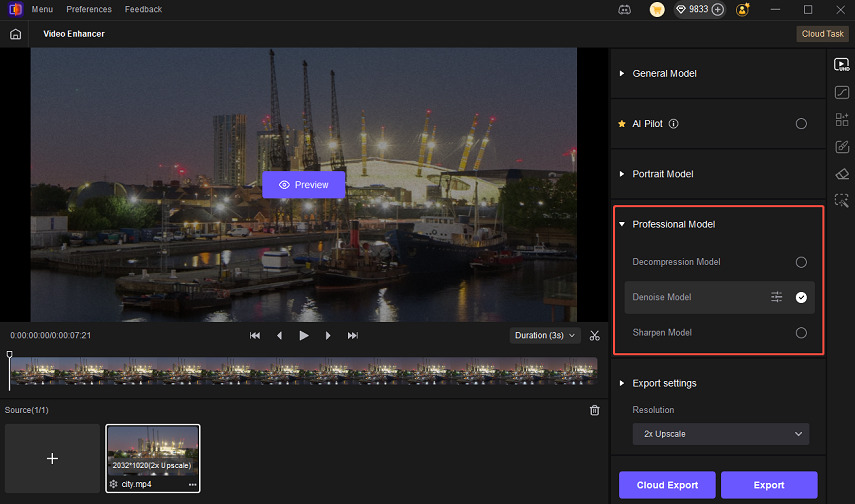 select professional vdieo enhancement module