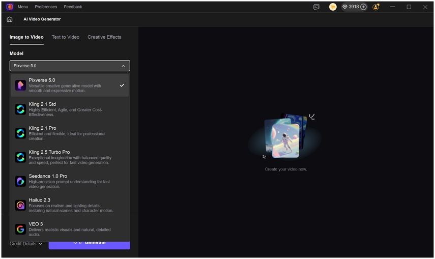 selecionar modelo de gerador de IA