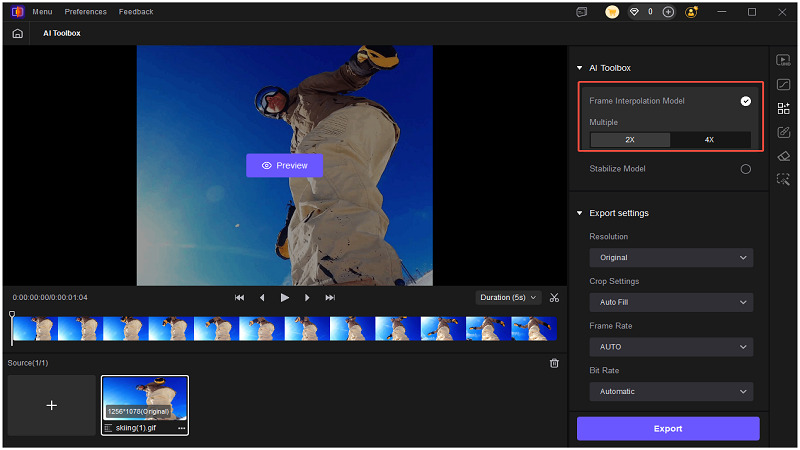 wähle ein frame rate enhancement model